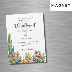 Cactus blomlyxury bröllop magnetisk inbjudningskort