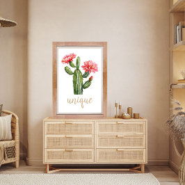 Cactus Blommar Watercolor Unik Desert Poster