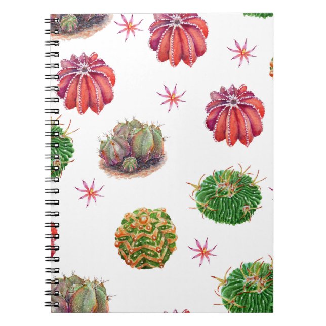 Cactus Blommigt: Watercolor Background Anteckningsbok (Framsidan)