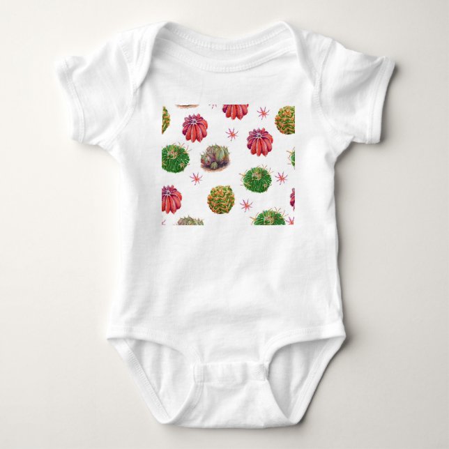 Cactus Blommigt: Watercolor Background T Shirt (Framsida)