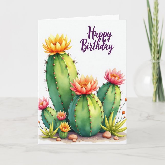Cactus Bloom Födelsedagskort Kort (Framsida)