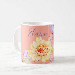 Cactus bloom ökenblommans vattenfärgspersika lila kaffemugg