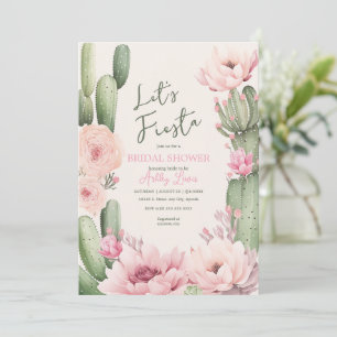 Cactus Blush rosa Fiesta Boho Greenery Bröllop Inbjudningar