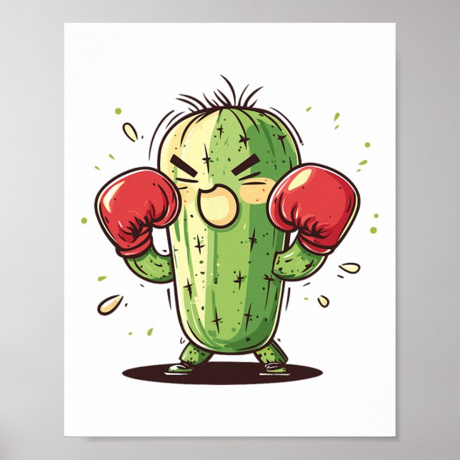 Cactus Boxer Rolig Humoristisk Ly Punch  Poster (Framsidan)