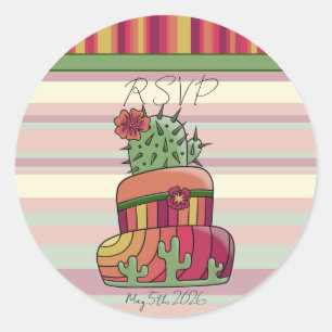 Cactus Bröllop "RSVP" Klistermärke