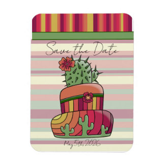 Cactus bröllopstårta "Spara datum" Magnet