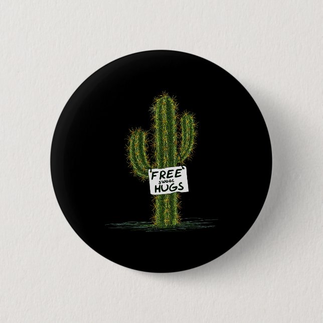 Cactus Cacti Funny Art Humor Sweet Hugs  Knapp (Framsida)