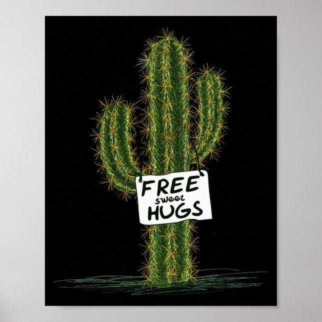 Cactus Cacti Funny Art Humor Sweet Hugs  Poster (Framsidan)