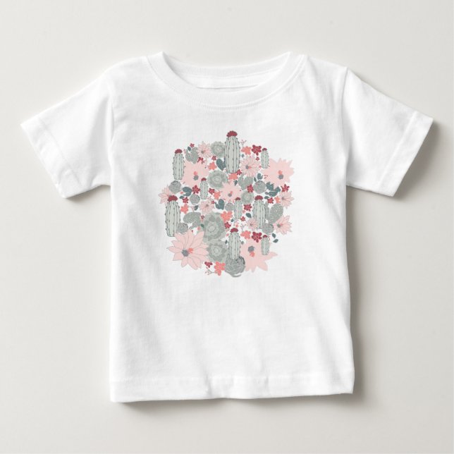 Cactus Cacti Rosa Mint Succulents Desert Flowers T Shirt (Framsida)