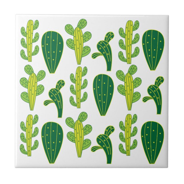 Cactus Cacti Succulents Mönster Kakelplatta (Framsidan)