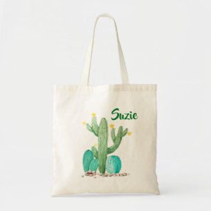 Cactus Cacti Sukkulent Akvarell Öken Handväska Tygkasse