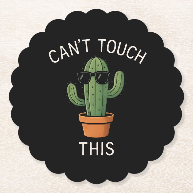 Cactus "Can't Touch This" Humor Design Svensk Underlägg Papper (Framsida)