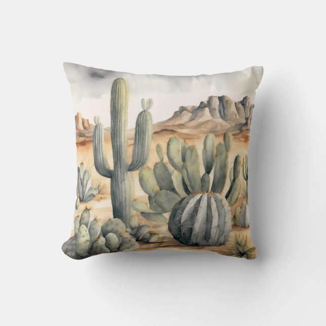 Cactus Cascade Watercolor Desert Decor Kudde (Framsida)