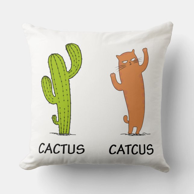 Cactus Catcus, underbart Cat Gift, Cactus & Cat Lo Kudde (Framsida)