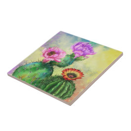 Cactus Ceramic Tile Bevackra Cacti Flowers Kakelplatta