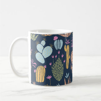 Cactus Charm: Blommigten Färgfull Vintage Kaffemugg