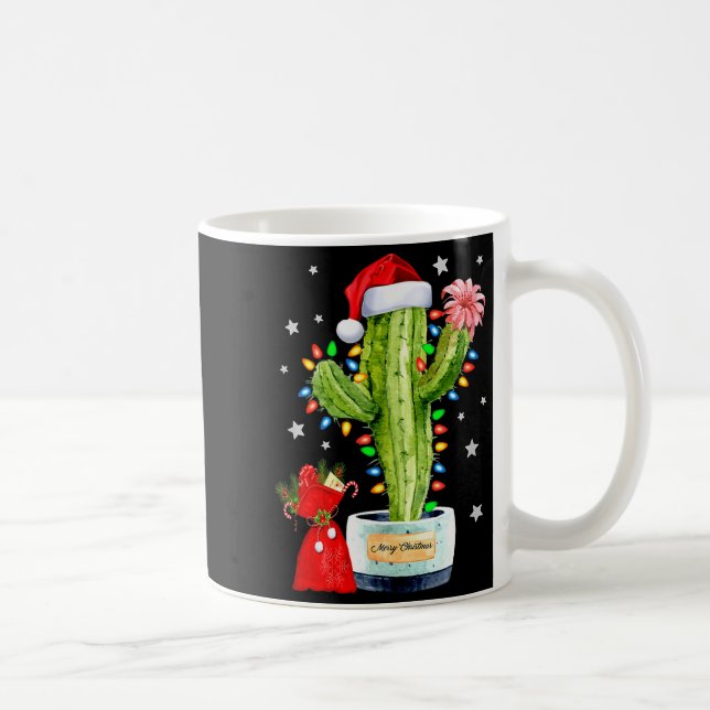 Cactus Christmas Sweater Lights Santa Xmas Plant L Kaffemugg (Höger)