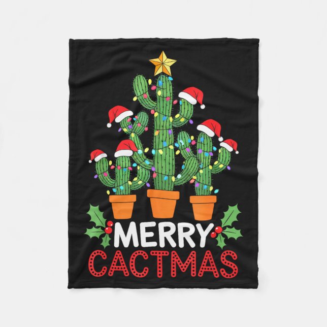 Cactus Christmas Tree Funny Merry Cactmas Cactus M Fleecefilt (Framsidan)
