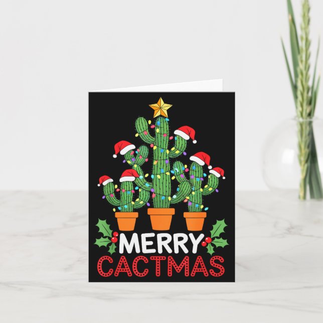 Cactus Christmas Tree Funny Merry Cactmas Cactus M Kort (Framsida)