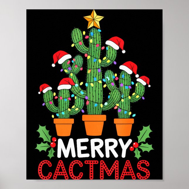 Cactus Christmas Tree Funny Merry Cactmas Cactus M Poster (Framsidan)