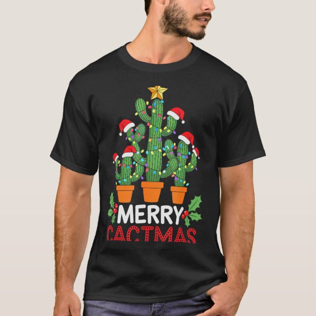Cactus Christmas Tree Funny Merry Cactmas Cactus M T Shirt (Framsida)