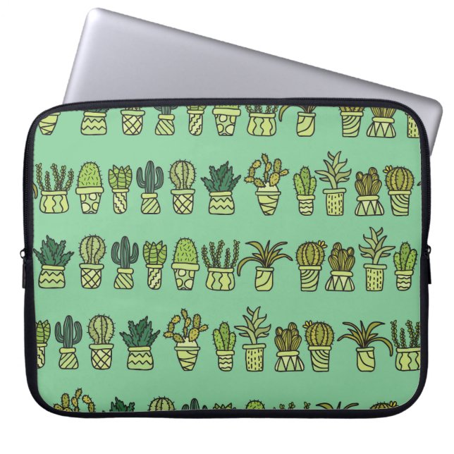 Cactus Collection: Handritad doseringsställ. Laptop Fodral (Framsidan)