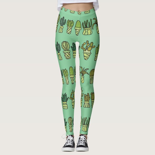 Cactus Collection: Handritad doseringsställ. Leggings (Framsida)