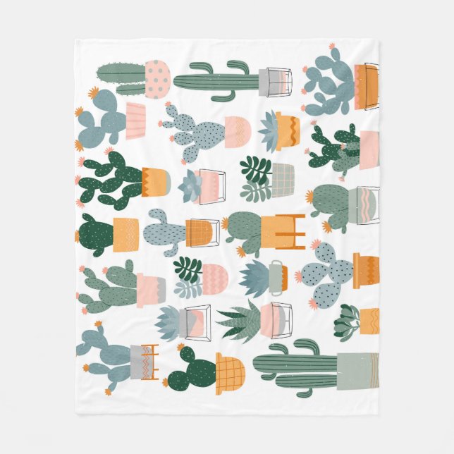 Cactus Collection in Pots Design Fleecefilt (Framsidan)
