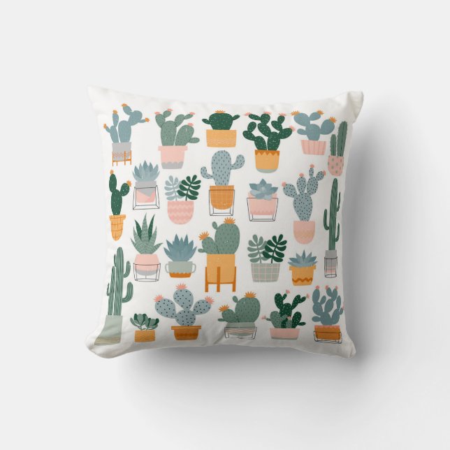 Cactus Collection in Pots Design Kudde (Framsida)