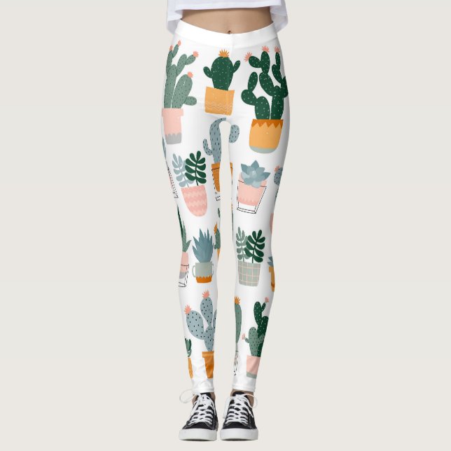 Cactus Collection in Pots Design Leggings (Framsida)
