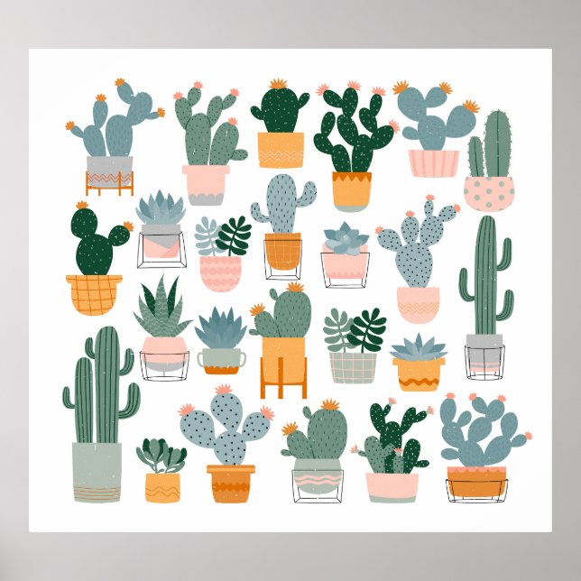 Cactus Collection in Pots Design Poster (Framsidan)