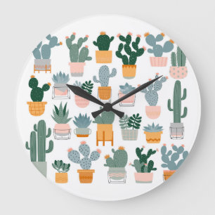 Cactus Collection in Pots Design Stor Klocka