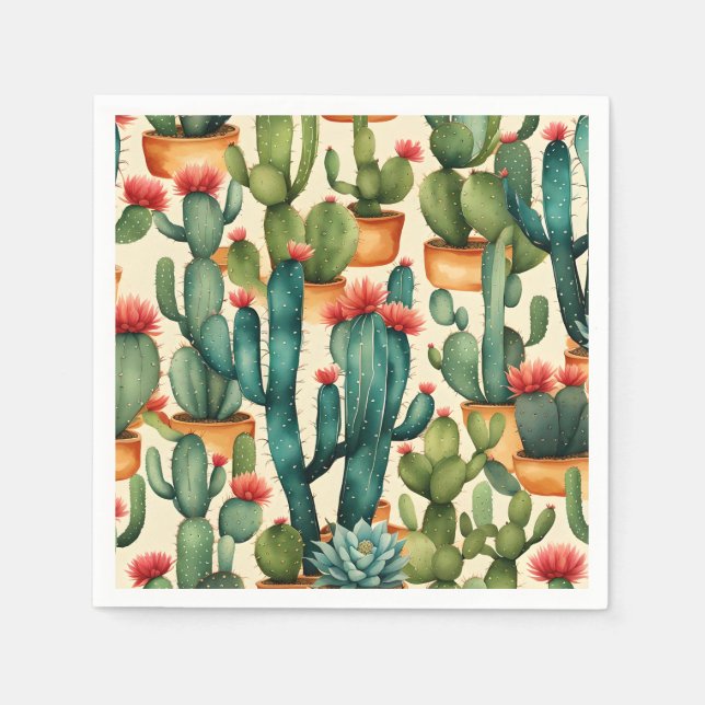 Cactus Colorful Watercolor art Pappersservett (Framsidan)