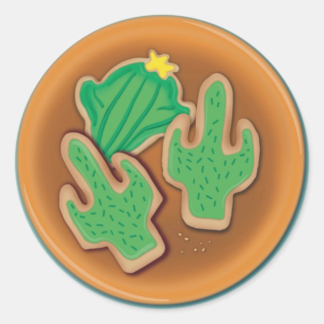 Cactus cookies runt klistermärke (Framsida)