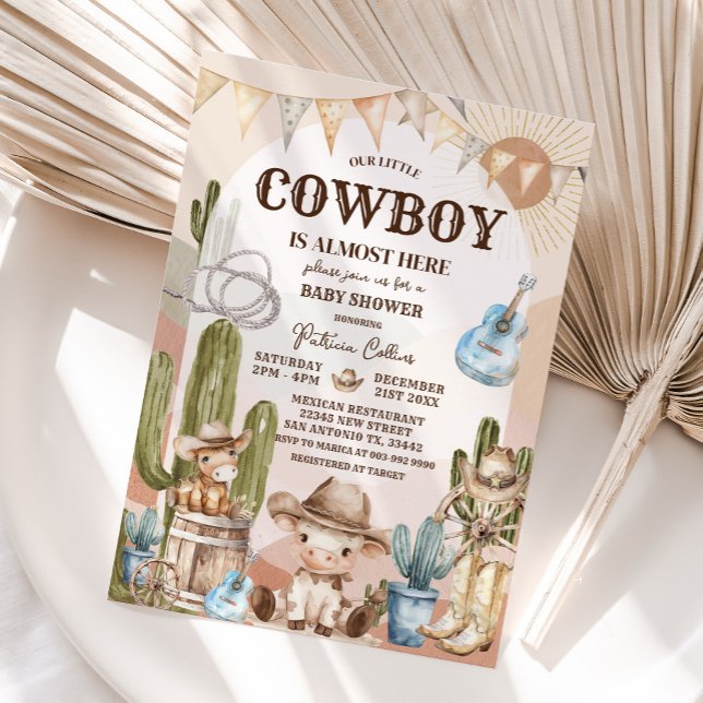 Cactus Cowboys Vilda western Baby Shower Inbjudningar (Skapare uppladdad)