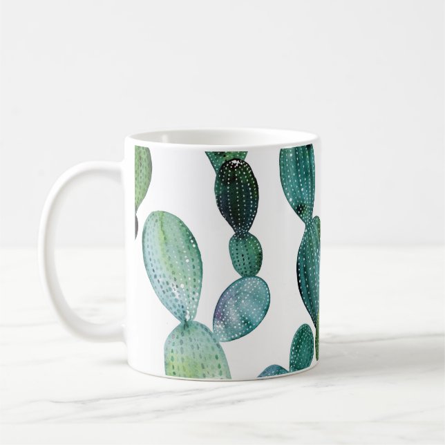 Cactus Craze: Tropical Watercolor Trend Kaffemugg (Vänster)