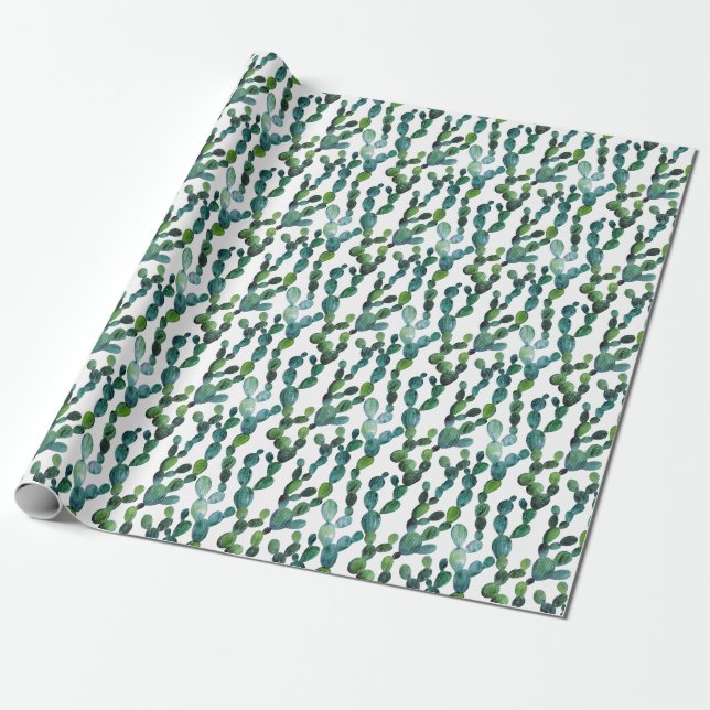 Cactus Craze: Tropical Watercolor Trend Presentpapper (Utrullad)