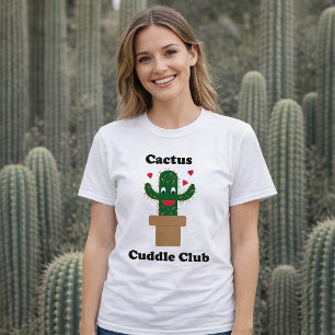 Cactus Cuddle Club Söt Tecknad Kaktus med Hjärtan T Shirt