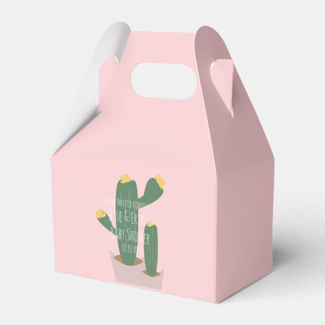 Cactus Cupcakes  Baby Shower Tack Blå Rosa   Presentaskar (Framsidan Sidan)