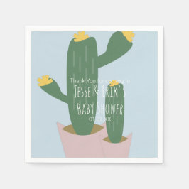 Cactus Cupcakes  Baby Shower Tacksar  Blå  Pappersservett