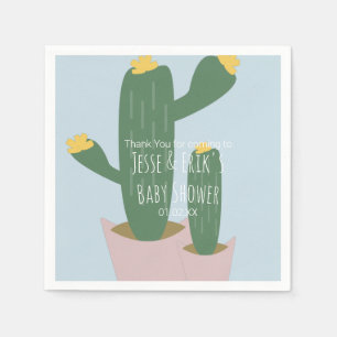Cactus Cupcakes Baby Shower Tacksar Blå Pappersservett