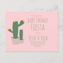 Cactus Cupcakes Rosa Baby Shower Inbjudan