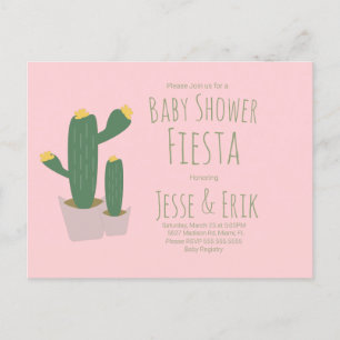 Cactus Cupcakes Rosa Baby Shower Inbjudan