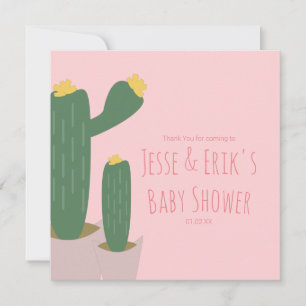 Cactus Cupcakes Rosa Bebis Shower Tack Kort