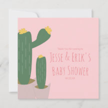 Cactus Cupcakes Rosa Bebisshower Tacksamhetskort
