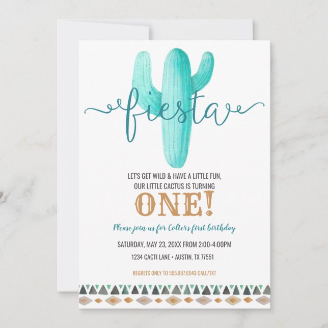Cactus Customized Birthday Baby Shower Fiesta Inbjudningar (Framsida)