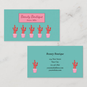 Cactus Cute Modern Teal Rosa Beauty Boutique Visitkort