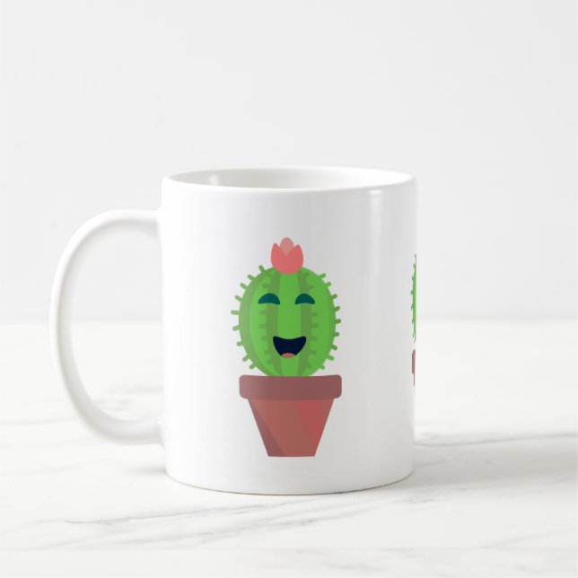 Cactus Cute Tecknad Succult Design Kaffemugg (Vänster)