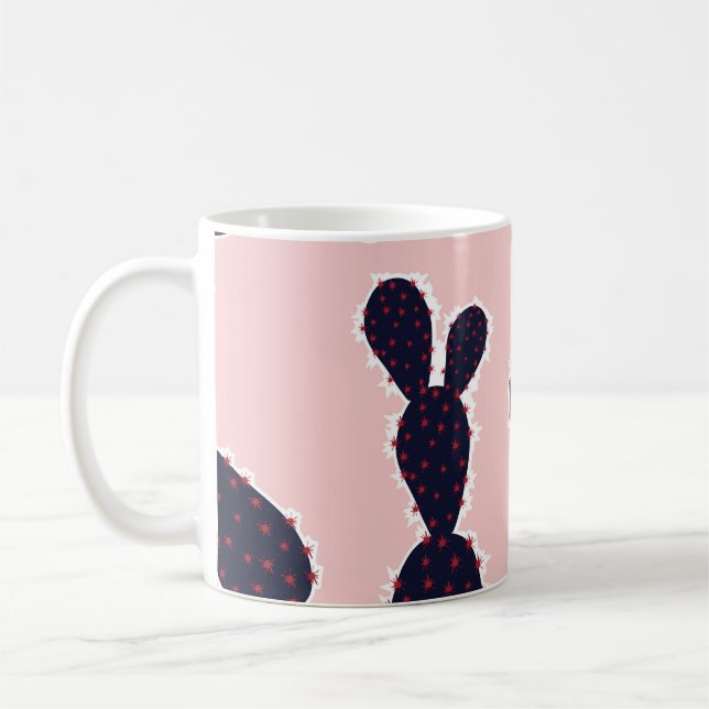 Cactus Cuteness: Sweet Pastel Mönster Kaffemugg (Vänster)