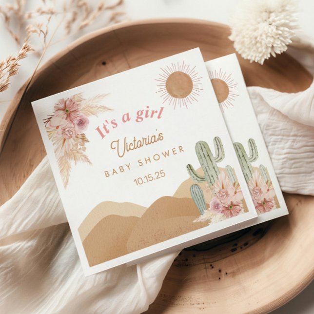 Cactus Desert, Arizona Girl Baby Shower Bohemian Pappersservett (Skapare uppladdad)